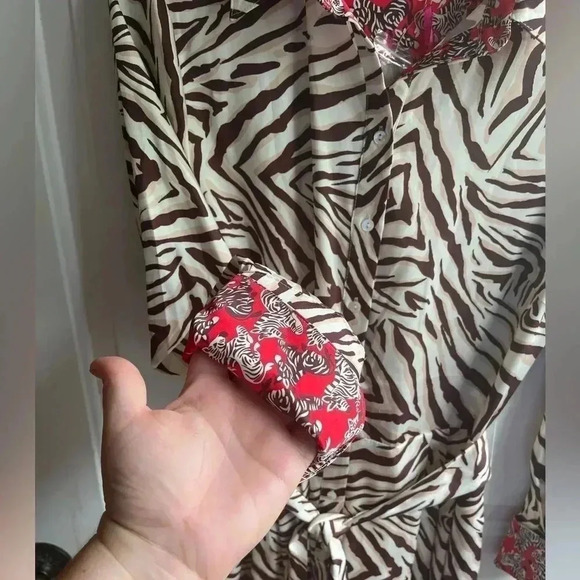 Julie Brown NYC Mary Jane Brown Rizzo Zebra Print Shirt Dress - Picture 4 of 10